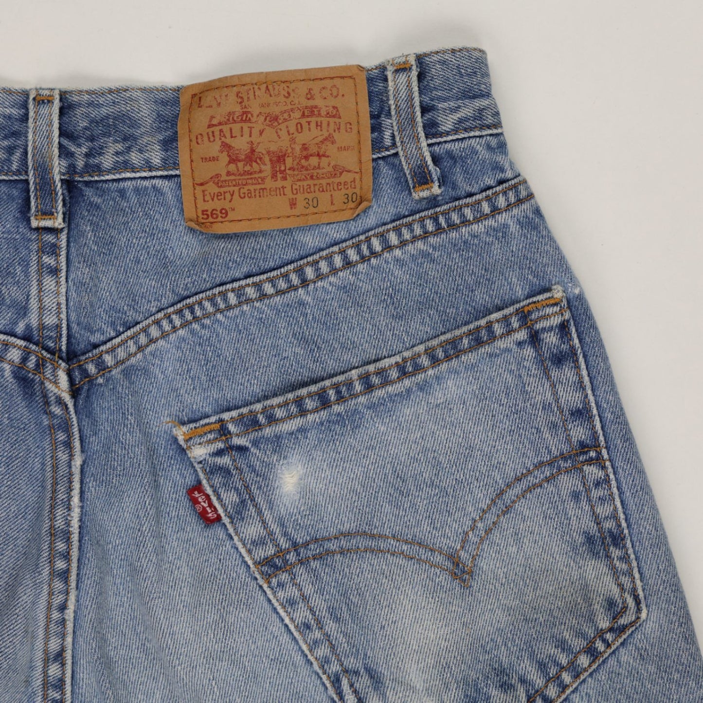 Levi's 569 Loose Straight Fit Vintage Denim Shorts Blue W30 Cotton