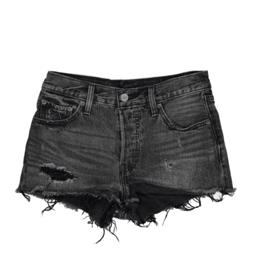Levi's 501 Black Distressed High Rise Denim Shorts W32 100 Cotton Vintage Women's Clothing