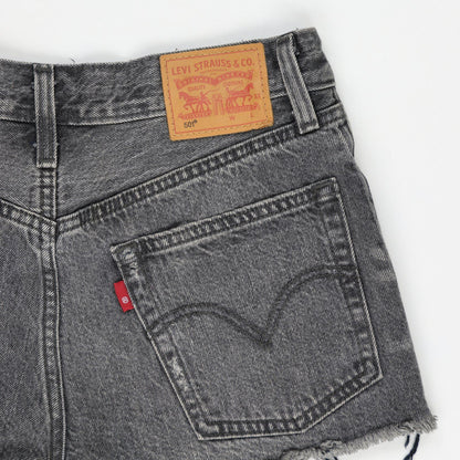 Levi's 501 Black Distressed High Rise Denim Shorts W32 100 Cotton Vintage Women's Clothing