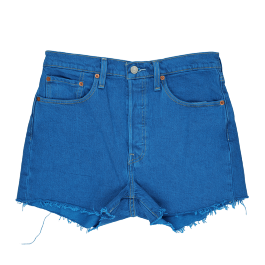 Levi's 501 Vintage Blue Denim Shorts Size 27 100 Cotton High Waist Raw Hem