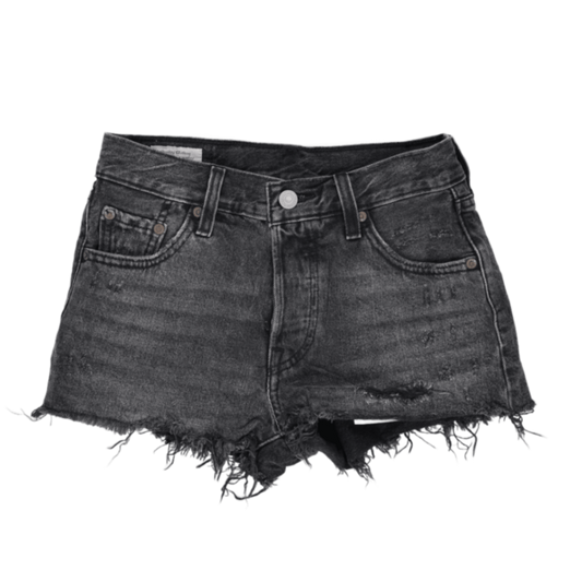 Levi's 501 Black Distressed Cut-Off Denim Shorts W27 UK 8 Cotton