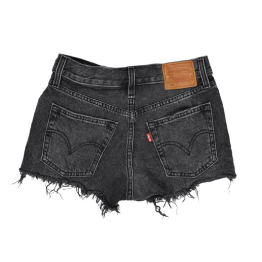 Levi's 501 Black Distressed Cut-Off Denim Shorts W27 UK 8 Cotton