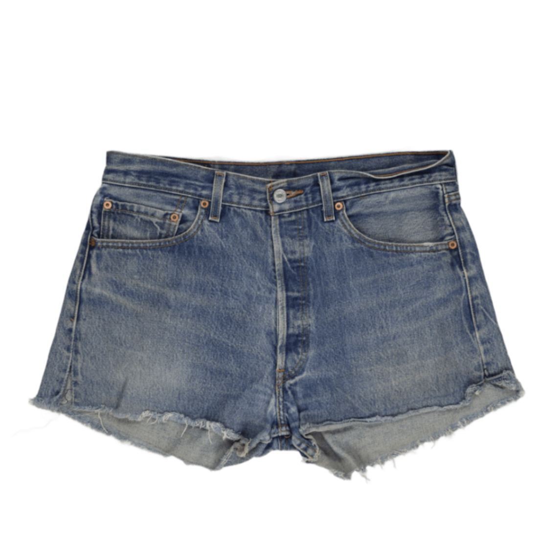 Levi's 501XX High Waist Distressed Cut-Off Denim Shorts Vintage Blue W34 L34 100 Percent Cotton