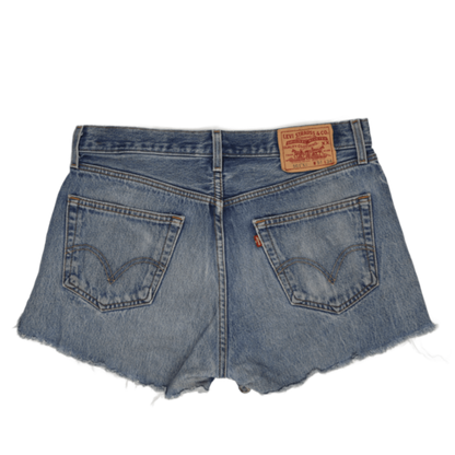Levi's 501XX High Waist Distressed Cut-Off Denim Shorts Vintage Blue W34 L34 100 Percent Cotton