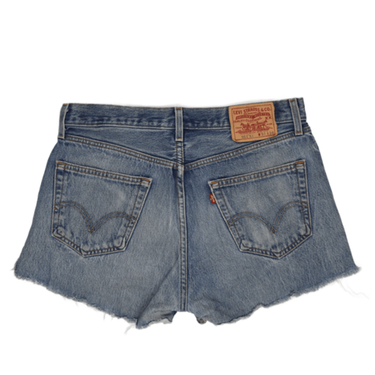 Levi's 501XX High Waist Distressed Cut-Off Denim Shorts Vintage Blue W34 L34 100 Percent Cotton