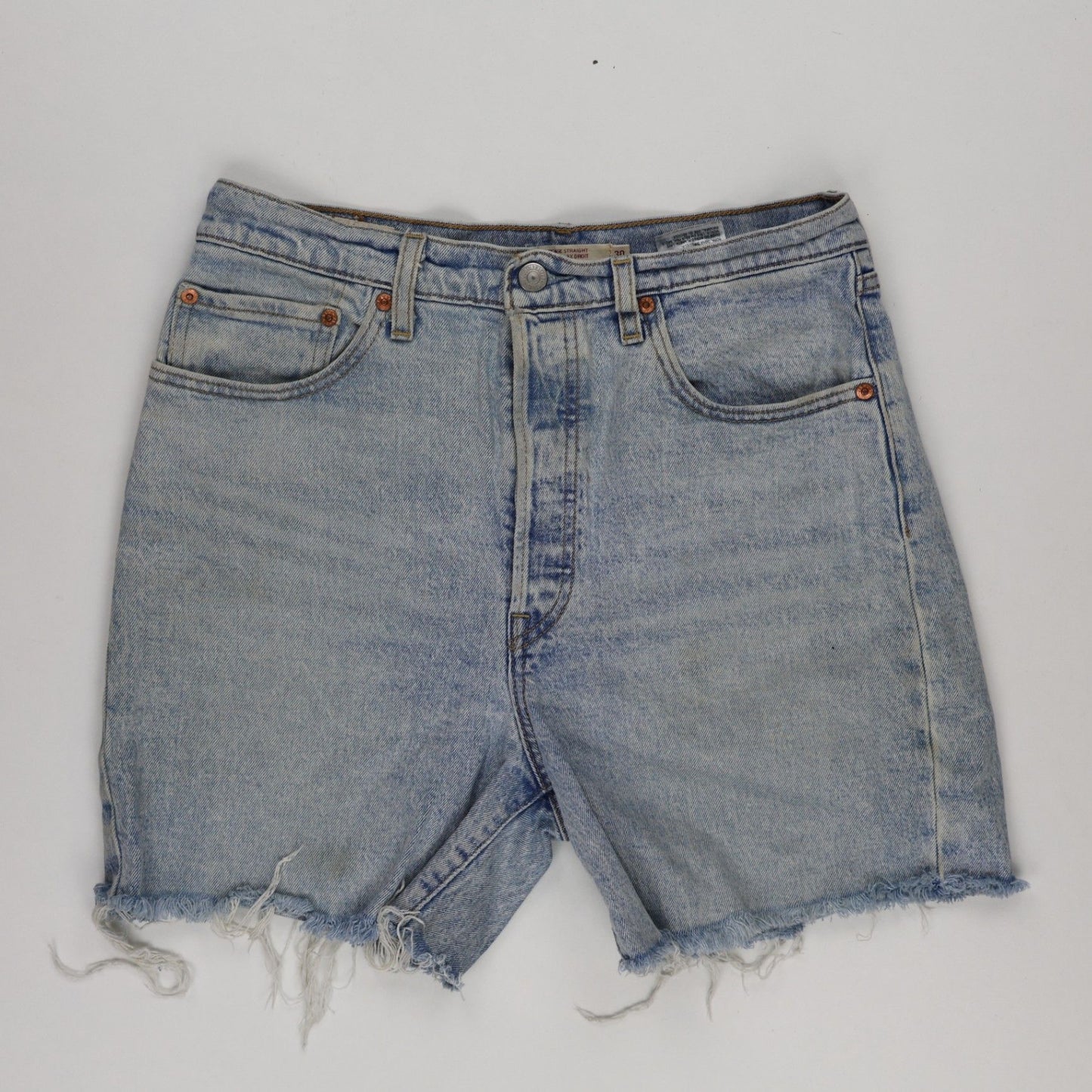 Levi's Vintage High Waisted Cut Off Denim Shorts Light Blue W30 100 Percent Cotton