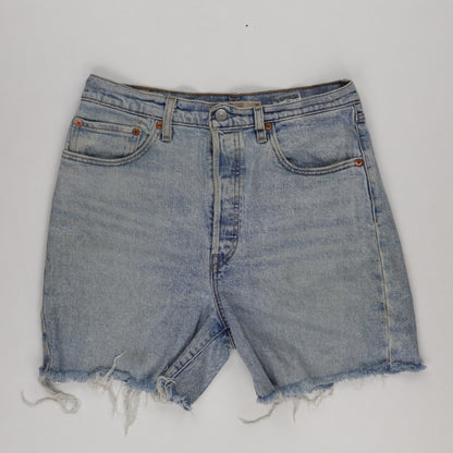 Levi's Vintage High Waisted Cut Off Denim Shorts Light Blue W30 100 Percent Cotton