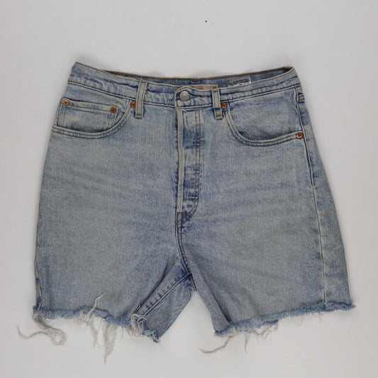 Levi's Vintage High Waisted Cut Off Denim Shorts Light Blue W30 100 Percent Cotton