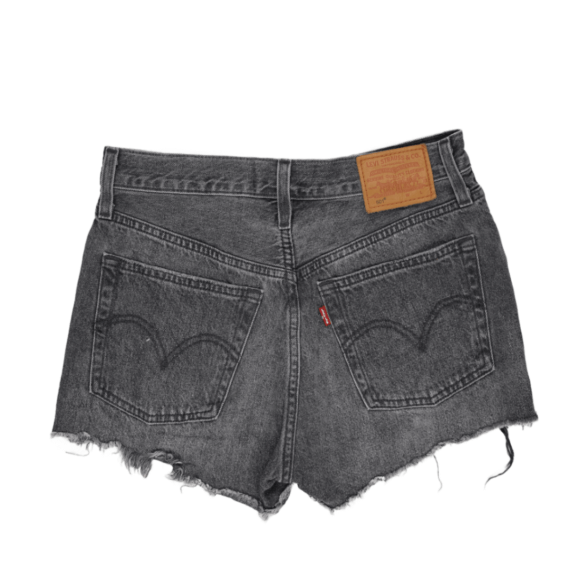 Levi's 501 Vintage Black Denim Shorts W28 Cotton Denim High Waisted Distressed