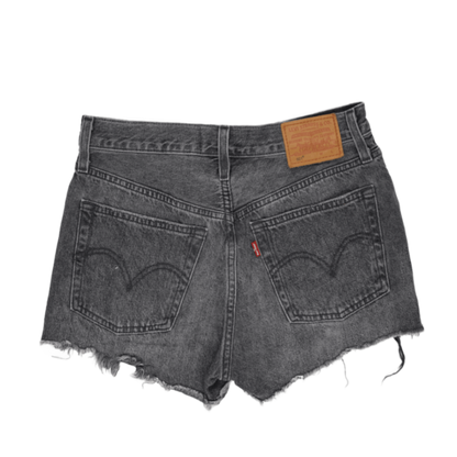 Levi's 501 Vintage Black Denim Shorts W28 Cotton Denim High Waisted Distressed