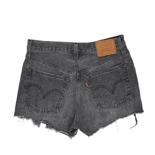 Levi's 501 Vintage Black Denim Shorts W28 Cotton Denim High Waisted Distressed