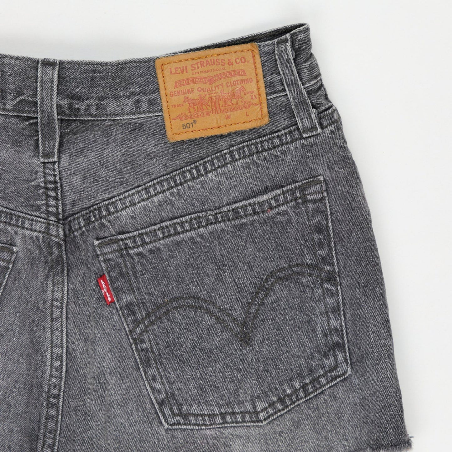 Levi's 501 Vintage Black Denim Shorts W28 Cotton Denim High Waisted Distressed