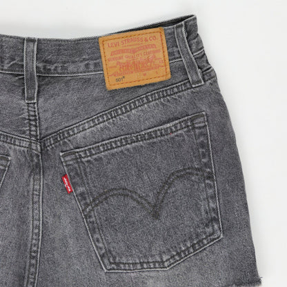 Levi's 501 Vintage Black Denim Shorts W28 Cotton Denim High Waisted Distressed