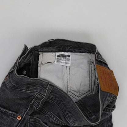 Levi's 501 Vintage Black Denim Shorts W28 Cotton Denim High Waisted Distressed