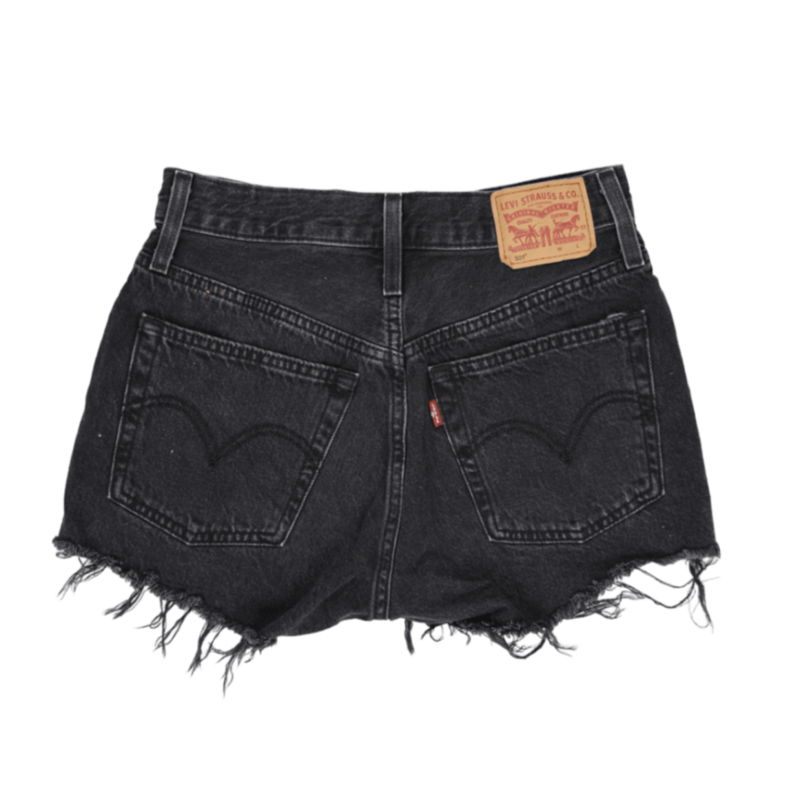 Levi's 501 Black Vintage High Waisted Distressed Denim Shorts W28 100 Cotton