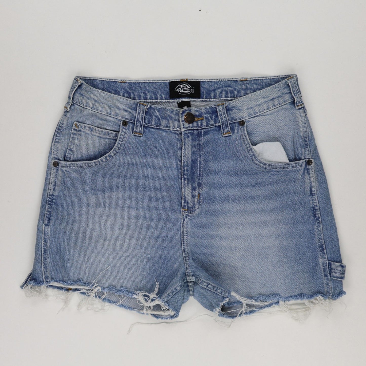 Dickies Womens Vintage Light Blue Denim Shorts W28 High Waist Distressed Cotton