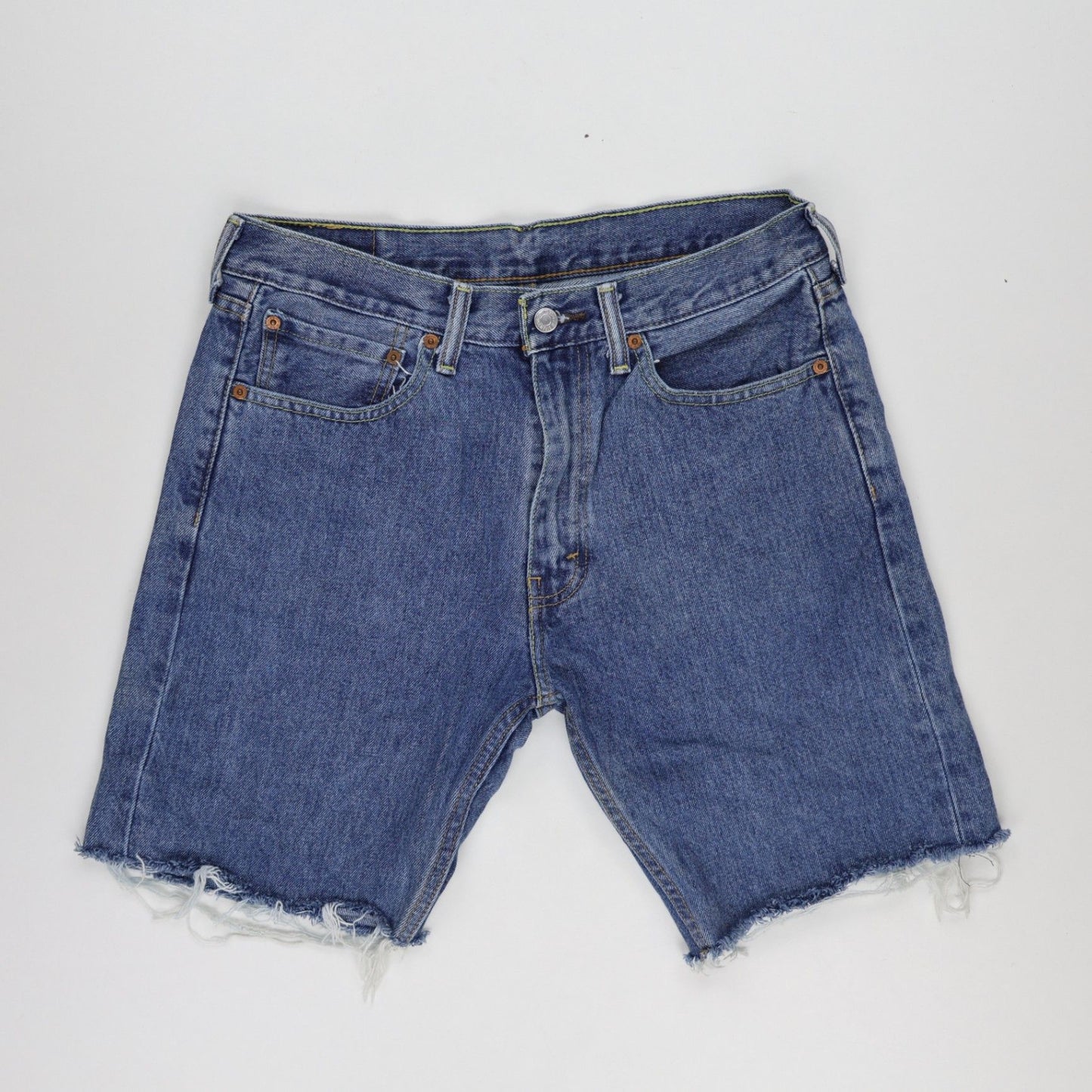 Levi's 505 Denim Cut Off Shorts Blue W33 Vintage Cotton Used Very Good