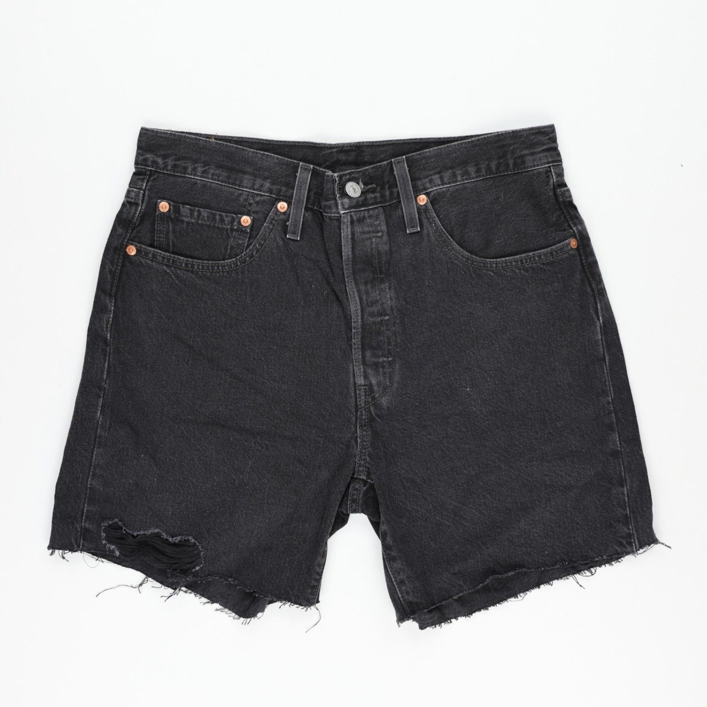 Levi's 501 Vintage Black Denim Shorts 34W 8 Inch Inseam Cotton