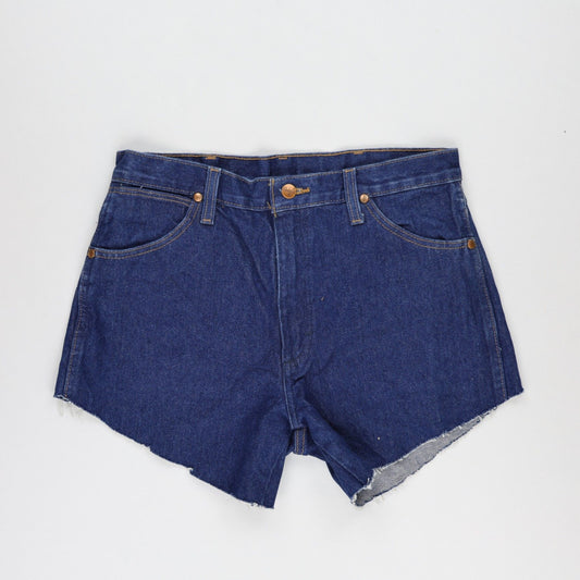 Wrangler Vintage Raw Hem Denim Shorts Blue Size 34 Cotton