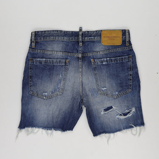 DSQUARED2 Distressed Blue Denim Shorts Size 46 Medium Cotton Vintage