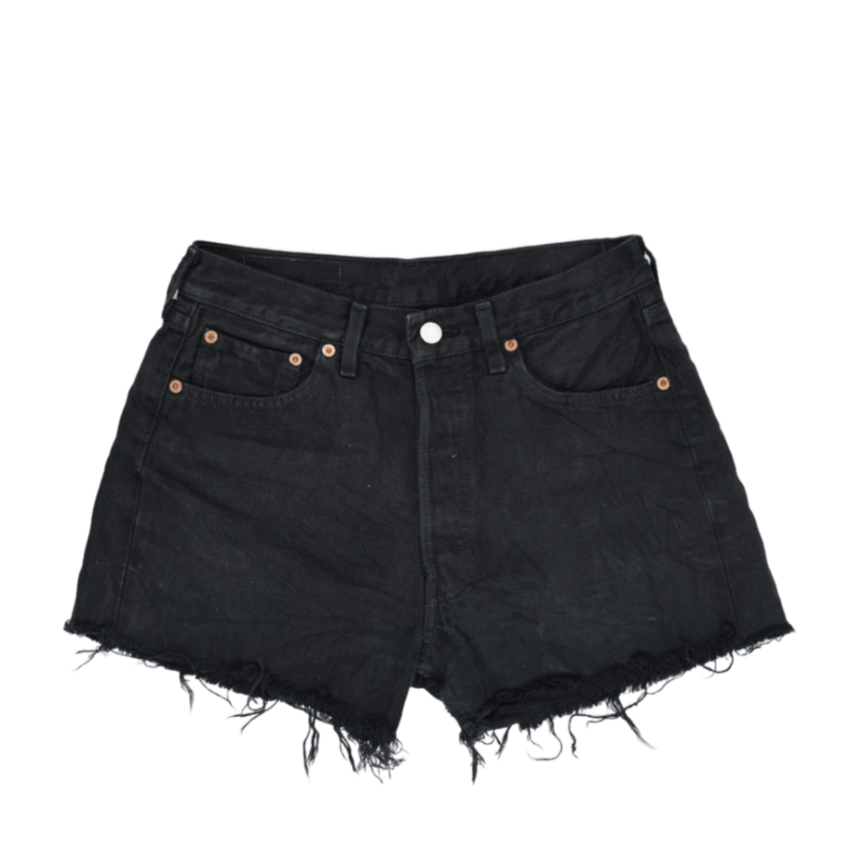 Levi's Women's Black Distressed Denim Shorts Size 30 Cotton Denim 6 Inch Inseam