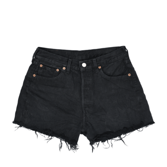 Levi's Women's Black Distressed Denim Shorts Size 30 Cotton Denim 6 Inch Inseam