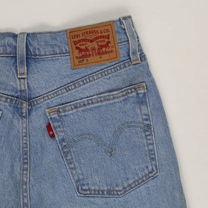 Levi's 501 High Waist Frayed Hem Denim Shorts Light Blue W31 Cotton Denim Vintage