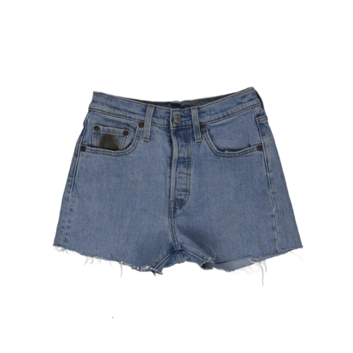 Levi's 501 High Waist Frayed Hem Denim Shorts Light Blue W31 Cotton Denim Vintage