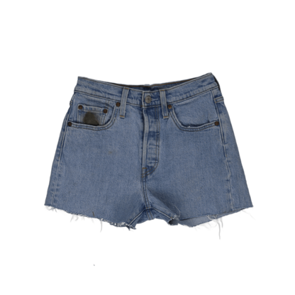 Levi's 501 High Waist Frayed Hem Denim Shorts Light Blue W31 Cotton Denim Vintage