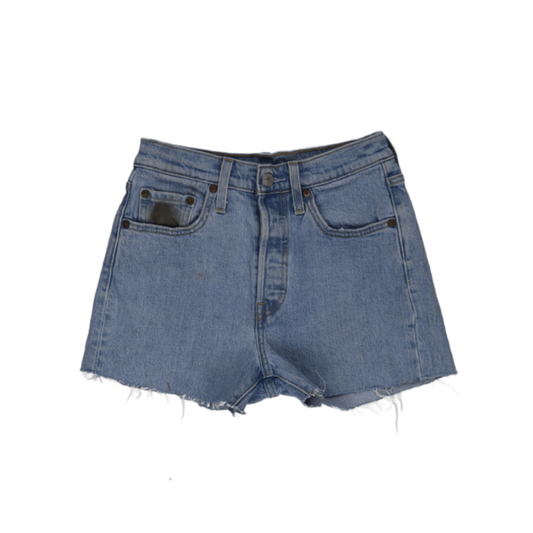 Levi's 501 High Waist Frayed Hem Denim Shorts Light Blue W31 Cotton Denim Vintage