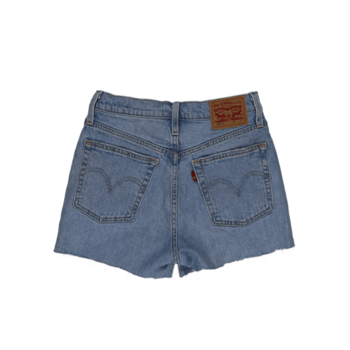 Levi's 501 High Waist Frayed Hem Denim Shorts Light Blue W31 Cotton Denim Vintage