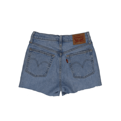 Levi's 501 High Waist Frayed Hem Denim Shorts Light Blue W31 Cotton Denim Vintage