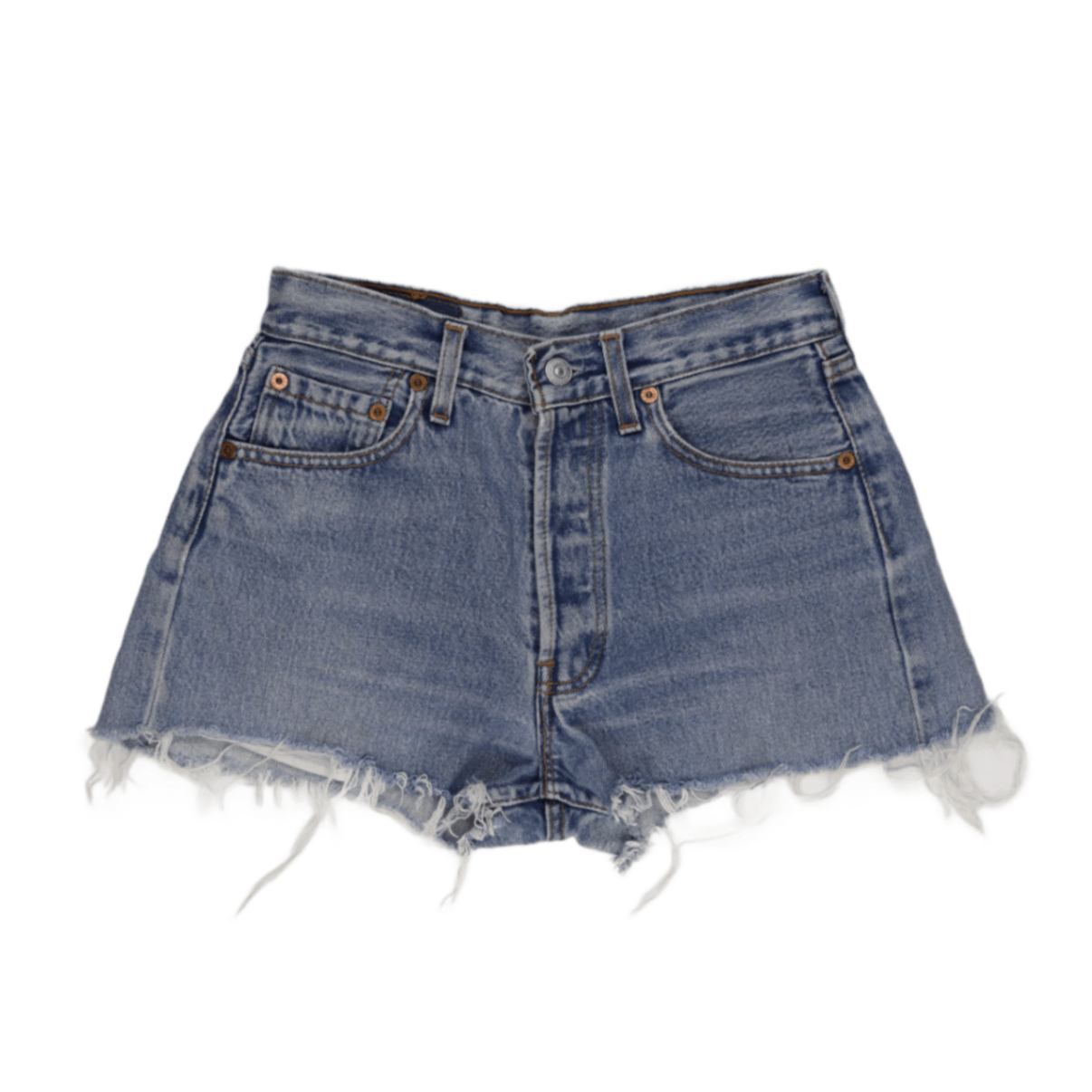 Levi's 501 High-Waisted Vintage Denim Shorts Classic Blue W28 100% Cotton Frayed Hem