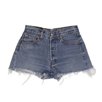 Levi's 501 High-Waisted Vintage Denim Shorts Classic Blue W28 100% Cotton Frayed Hem