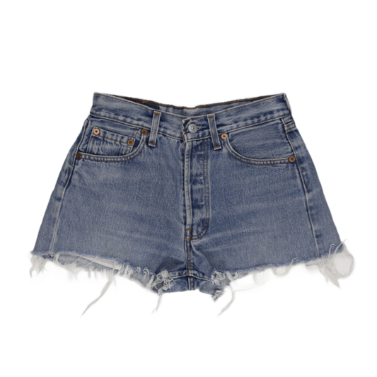 Levi's 501 High-Waisted Vintage Denim Shorts Classic Blue W28 100% Cotton Frayed Hem