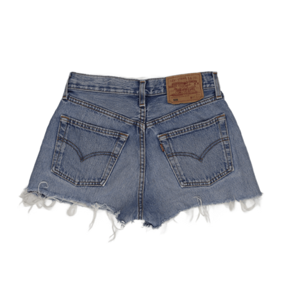Levi's 501 High-Waisted Vintage Denim Shorts Classic Blue W28 100% Cotton Frayed Hem