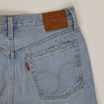 Levi's 501 High Waisted Distressed Denim Shorts Light Blue W30 100 Percent Cotton Vintage