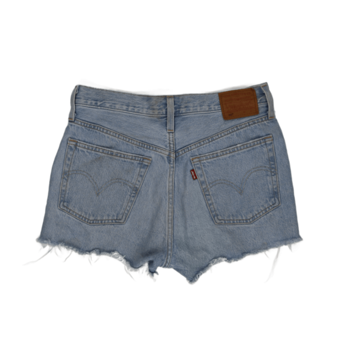 Levi's 501 High Waisted Distressed Denim Shorts Light Blue W30 100 Percent Cotton Vintage