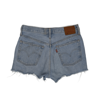 Levi's 501 High Waisted Distressed Denim Shorts Light Blue W30 100 Percent Cotton Vintage