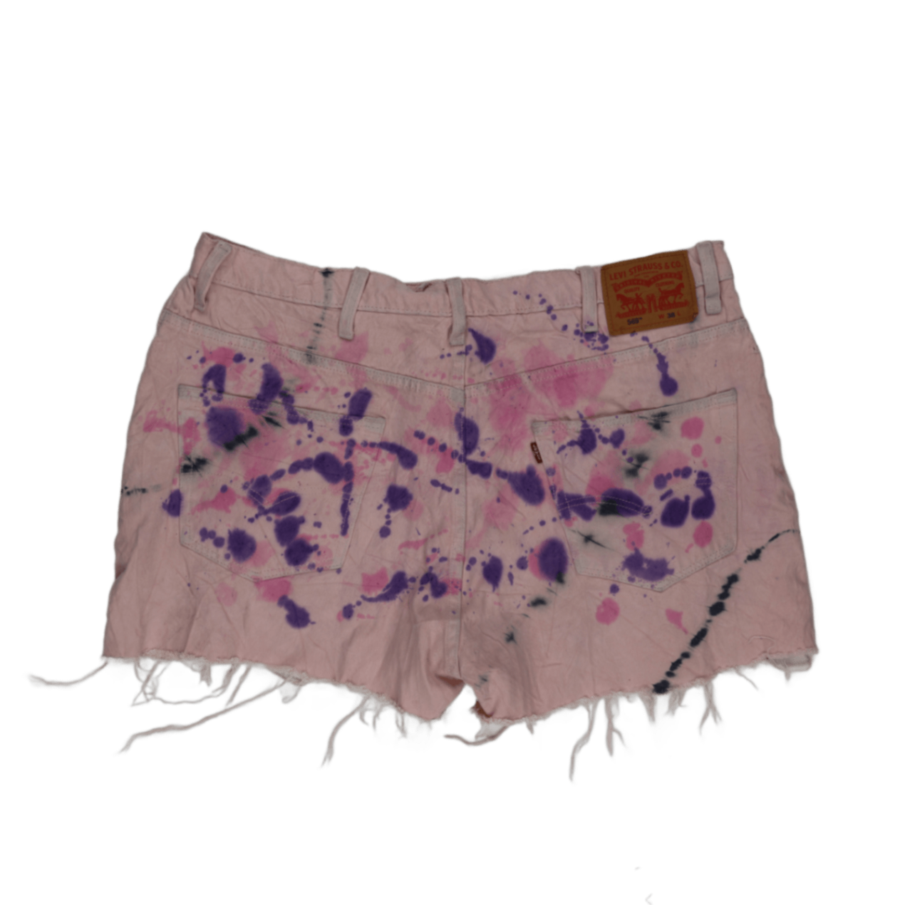 Levi's 569 Tie Dye Denim Shorts Pink W38 Cotton Vintage
