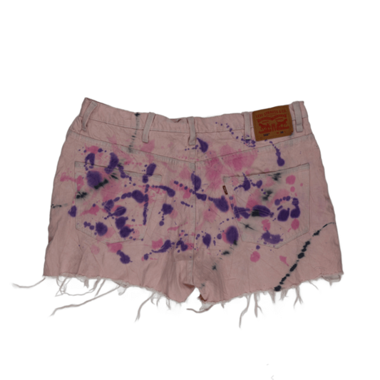 Levi's 569 Tie Dye Denim Shorts Pink W38 Cotton Vintage