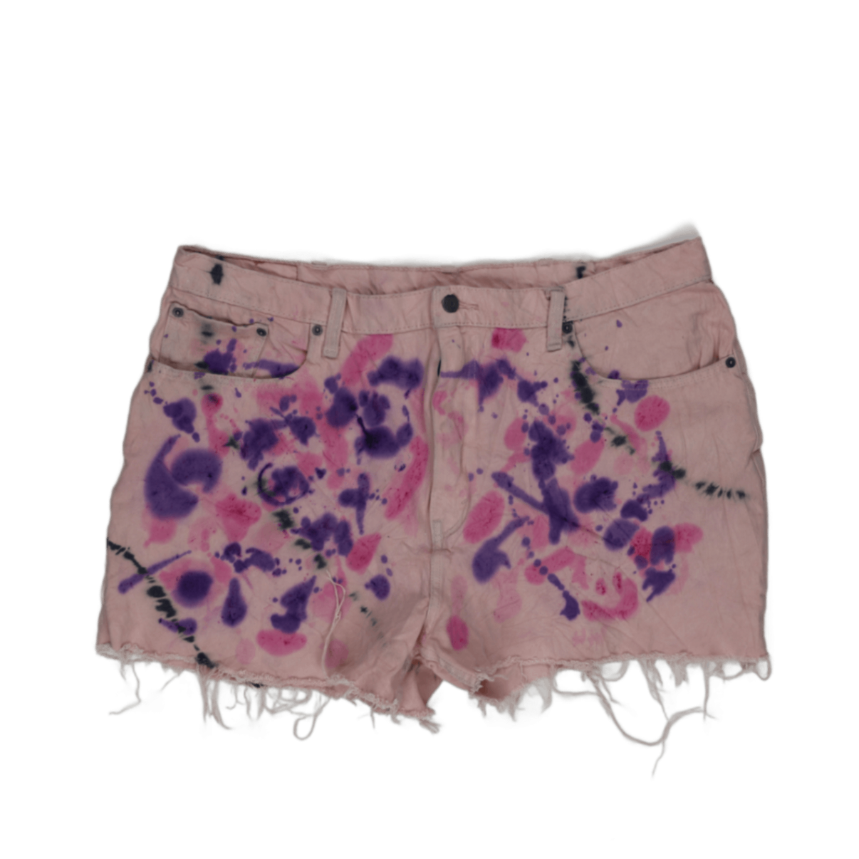 Levi's 569 Tie Dye Denim Shorts Pink W38 Cotton Vintage