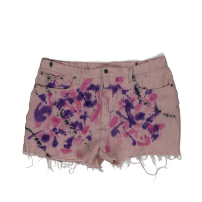 Levi's 569 Tie Dye Denim Shorts Pink W38 Cotton Vintage