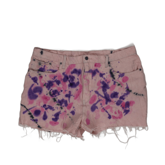 Levi's 569 Tie Dye Denim Shorts Pink W38 Cotton Vintage