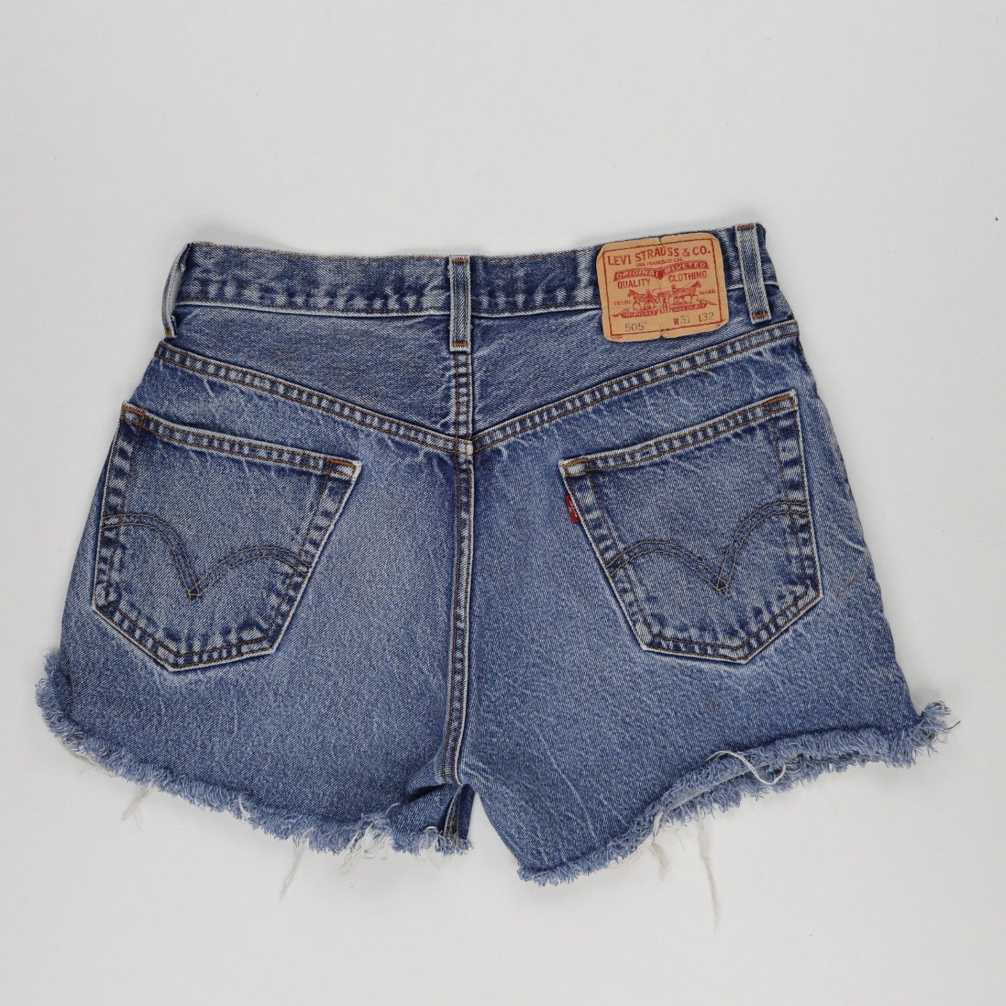 Levi's 505 Regular Fit Denim Cut-Off Shorts Blue W31 100% Cotton Vintage