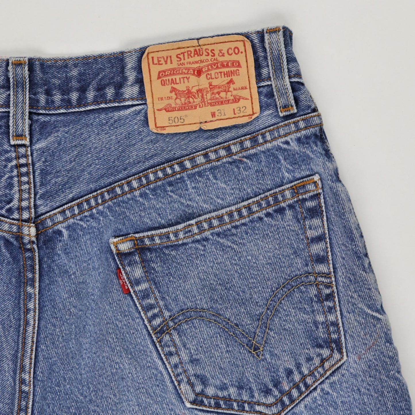 Levi's 505 Regular Fit Denim Cut-Off Shorts Blue W31 100% Cotton Vintage