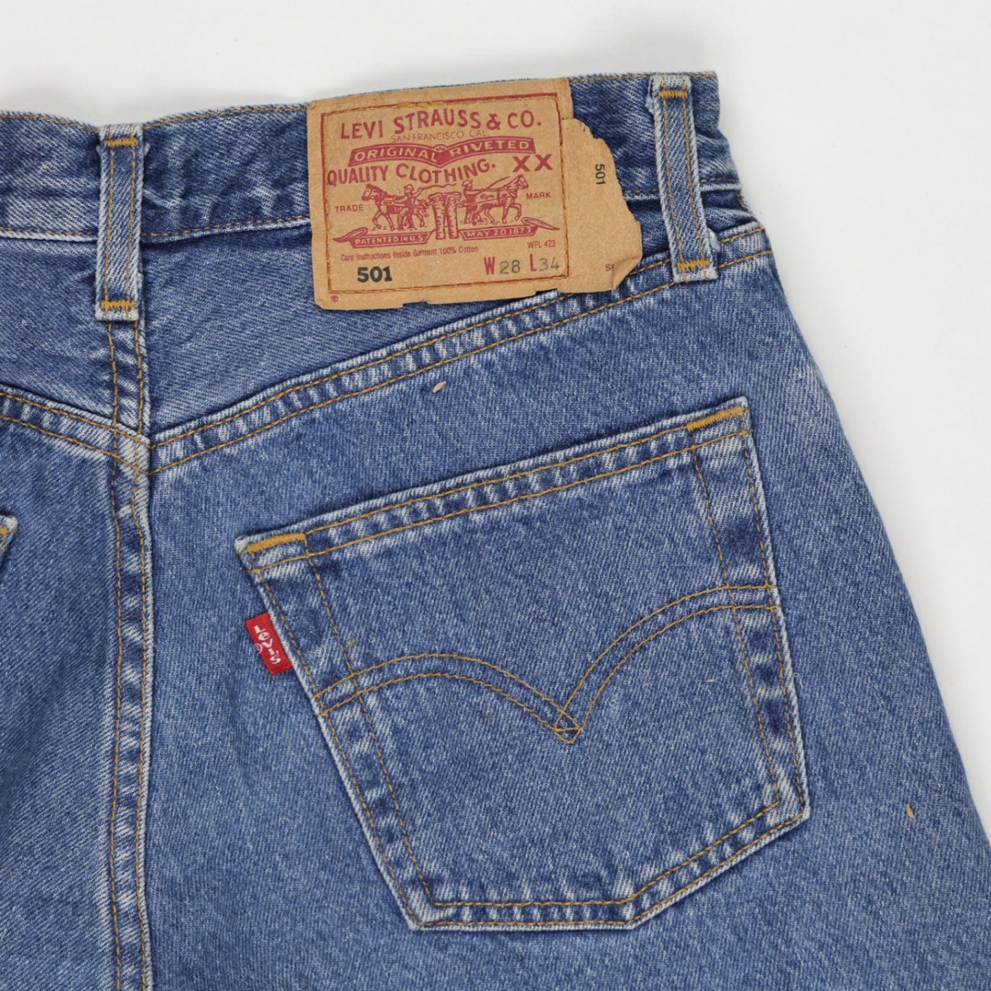 Levi's 501 Vintage Distressed Denim Shorts Blue W28 L34 100% Cotton