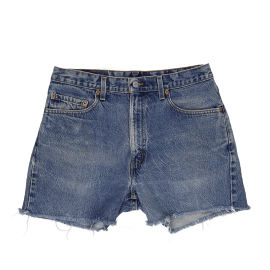 Levi's 505 Vintage Distressed Denim Shorts Blue W34 Cotton Casual