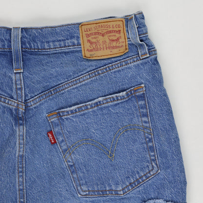 Levi's 501 Womens Mid Blue Distressed Denim Shorts W31 100 Cotton Vintage