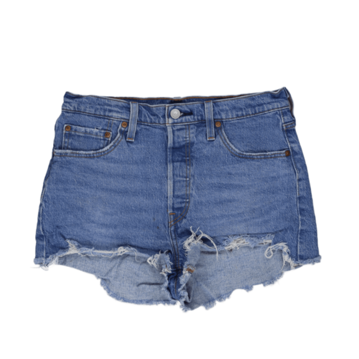 Levi's 501 Womens Mid Blue Distressed Denim Shorts W31 100 Cotton Vintage